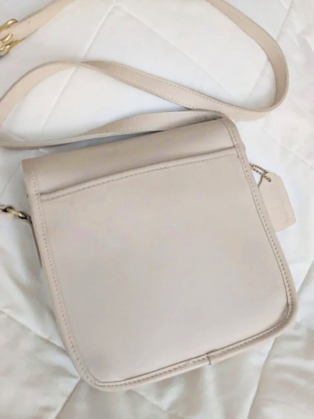 Vintage Coach Companion Flap Turnlock Bag 9076 in Bone Cream 1990s MADE IN USA - Picture 10 of 14